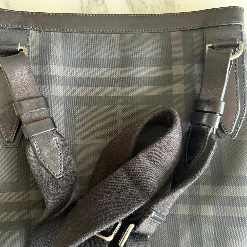 Burberry London Vintage Smoked Check Messenger Bag Charcoal Grey Black Crossbody